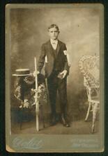 S1, 000-26, 1890s, Cabinet Card, Boy in a Confirmation Suit, New Orleans, LA. picture