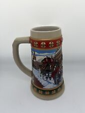 Vintage 1993 Budweiser Clydesdale Hometown Holiday Christmas Beer Stein Mug picture