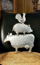 Galvanized Hammered Metal (Bremen Style)  Stacked Farm Animals  picture