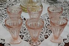 VTG- Janette Adamas 1930's Pink Depression Footed Beverage Glasses-Set Of 6-New  picture