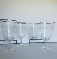 4 Vintage Cristal D Arques Etched Platinum Rim Water Stemware Wine Glasses picture