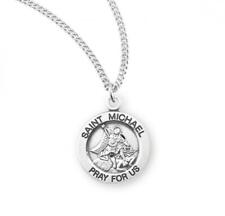 Best Saint Michael Round Sterling Silver Medal Size 0.7in x 0.6in picture
