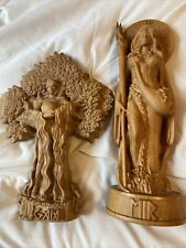 Viking Goddess Statue Mir and Greek Goddess Gaia Wood Carved Statuesl picture