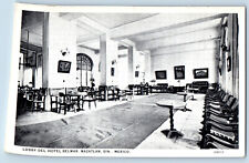 Mazatlan Sinaloa Mexico Postcard Lobby Del Hotel Belmar c1940's Vintage picture