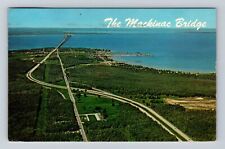 Mackinaw City MI-Michigan Aerial View The Mackinac Bridge Vintage c1965 Postcard picture