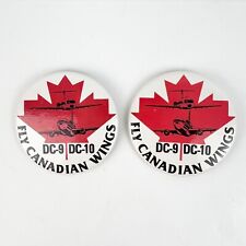 2 Vintage Canadian Wings Airline DC9 DC10 Button Pin Maple Leaf Plane 2” picture
