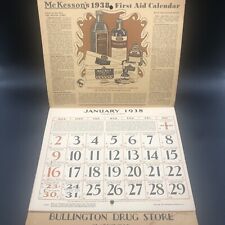 1938 McKesson's First Aid Bullington Drug Store Calendar Clarksville Texas *Read picture
