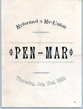 1890 PEN-MAR REFORMED & RE-UNION RELIGIOUS SERVICE QUEZEL PRINTER MARTINSBURG WV picture