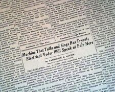 Voder Bell Labs Electronic Voice Synthesizer Speech INVENTION 1939 old Newspaper picture