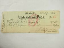22nd Ward Co-Op to S.L. Mill Elevator Bank Draft Utah National Bank Nov.29,1893 picture