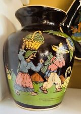 Lg 1940s Vintage Black Tlaquepaque Mexican Tourist Pottery Vase, Outstanding picture