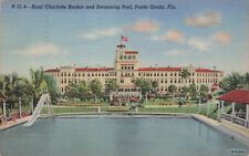 Vintage Postcard Punta Gorda Florida Hotel Charlotte  Swimming Pool 1947 519 picture
