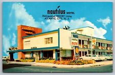 Nautilus Motel Atlantic City New Jersey Vintage Postcard-Old Cars-Clean/Unposted picture