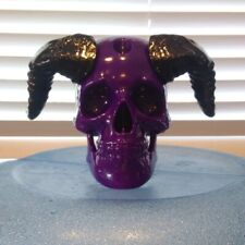 Horned Skull Water Bong Bubbler Black Horns on Purple Skull many more colors picture