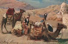 ANTIQUE Pre WWI Egypt Cairo Desert Camels Carrying Goods POSTCARD - UNUSED picture