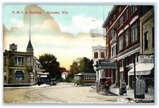 1909 YMCA Building Streetcar Trolley Kenosha Wisconsin Antique Vintage Postcard picture
