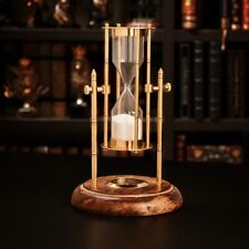 Hourglass & Compass Made of Brass Glass Wood Sand Vintage Antique by ROSS LONDON picture