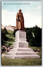 Pere Marquette Statue Mackinac Island MI C1910's Postcard V5 picture