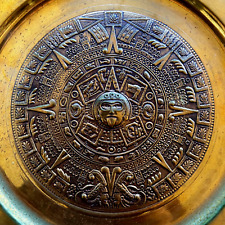 Vintage 11 Inch Mayan Calendar First Place Trophy Plaque metal 1976 Mexico City picture