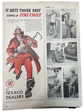 1944 Texaco Fire-Chief print ad Gasoline Vtg Fantastic Graphic Firefighter WWII picture