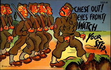 WWII Army comic~soldiers marching EYES FRONT~Sarge leading over cliff~1940s picture