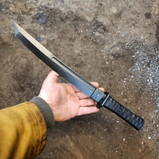 CUSTOM HANDMADE D2 TOOL STEEL HUNTING TANTO KNIIFE CAMPING KNIFE &LEATHER SHEATH picture