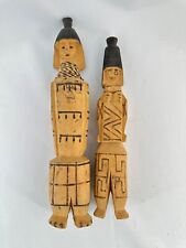 2 Brazil Wood Figures Statues Dolls Amazon Tribal Indigenous Brazilian People picture
