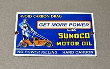 VINTAGE 12” SUNOCO MOTOR OIL PORCELAIN SIGN CAR GAS picture