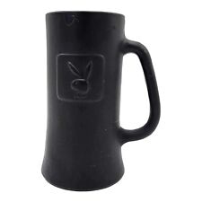 Vintage Playboy Club Beer Mug Embossed Black Frosted Glass Bunny Logo Stein 1960 picture