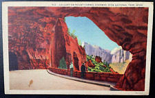 Vintage Postcard 1933 Mount Carmel Hwy, Zion National Park, Springdale, Utah picture