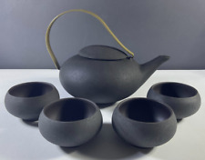 Teavana Teapot Set Dark Brown Pebble Stoneware 4 Cups 5-PCS Set picture