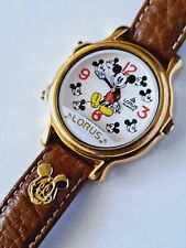 VTG Lorus Disney Gold Tone Mickey Mouse March Music Watch Small World VIDEO picture