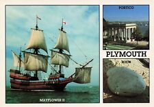 Postcard Mayflower II, Plymouth and Plymouth Rock, Plymouth, Massachusetts MA picture