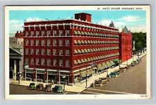 Sandusky OH-Ohio, Hotel Rieger, Period Cars, Antique Vintage Souvenir Postcard picture