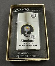 Vintage 1974-1975 Pittsburgh Steelers NFL World Champions NIB Slim Zippo Lighter picture