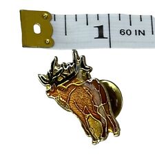 Vintage 1980’s Elk Moose Deer Antlers Animal 1” Enamel Pin Tie Tack Hat Pin picture