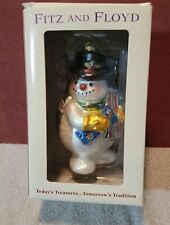 2002 Large Snowman Ornament Mercury Glass Fitz and Floyd Frosty Folks In Box picture