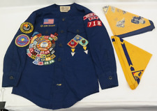 Vintage Cub Scout Uniform Shirt w/ Rocker Segment Patches & 2 Neckerchiefs    AL picture