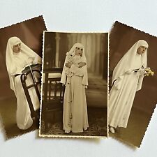 Vintage RPPC Postcard Adorable Girl Confirmation Dress Headpiece Bible Rosary picture