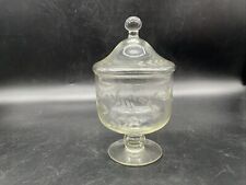 VTG Clear Floral Etched Apothecary Jar/Canister picture