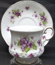 Rosina Queens Cup Saucer Violets Purple Flowers Gold Trim Vtg England picture