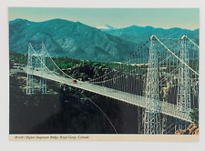 World's Highest Suspension Bridge Royal Gorge Colorado Postcard Unposted picture