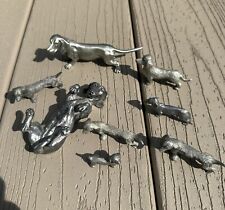 Collection Of Eight Pewter Dachshunds. Adorable And All In Perfect Shape. picture