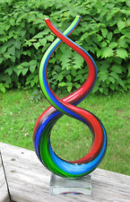 Art Glass Sculpture Murano  Swirl Twisted Abstract Large w/ Sticker 12.5