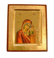 Greek Russian Orthodox Handmade Wooden Icon Our Lady of Kazan 12.5x10cm picture