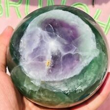 1560g Large Natural Green And Purple Fluorite Quartz Crystal Sphere Ball Healing picture