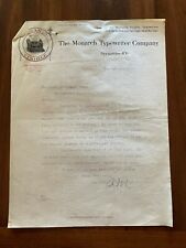 1908 letterhead Monarch Typewriter Co graphic Visible typewriter Syracuse NY picture