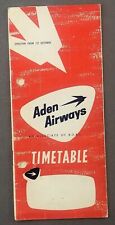 ADEN AIRWAYS AIRLINE TIMETABLE OCTOBER ROUTE MAP  picture