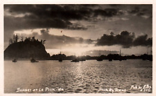 Sunset at La Push Wash. RPPC Vintage Postcard picture