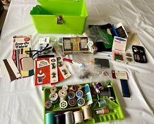 Sewing Box With Contents Loaded Thread Needles Iron on Fabric Buttons picture
